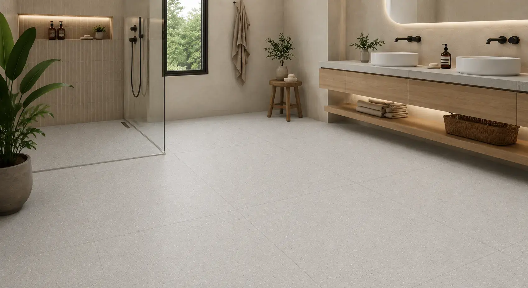 Porcelanato técnico granulato gris antideslizante 90x90